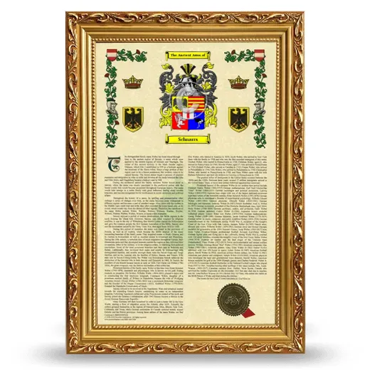 Schnarrs Armorial History Framed - Gold