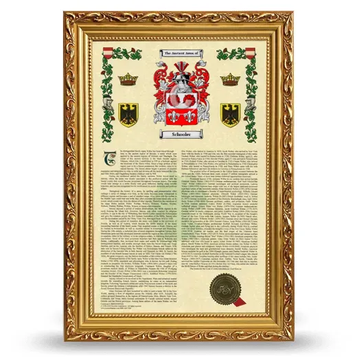 Schooler Armorial History Framed - Gold