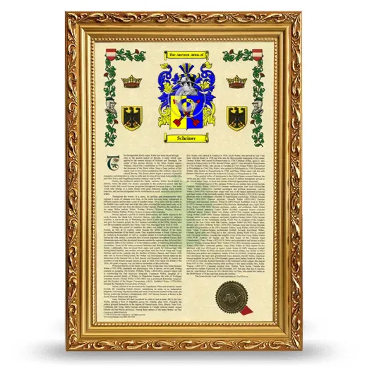 Schriner Armorial History Framed - Gold