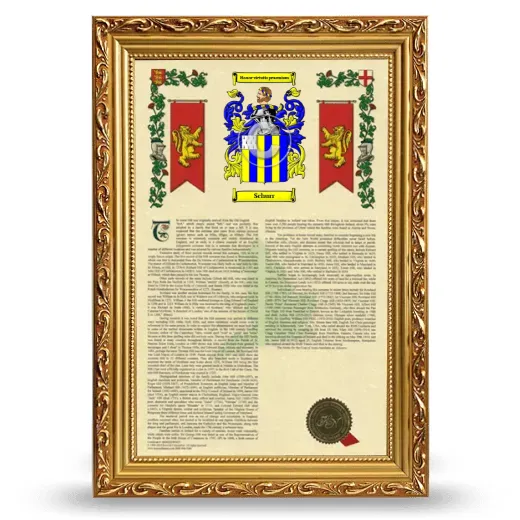 Schurr Armorial History Framed - Gold