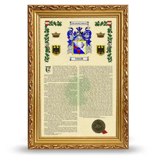 Schwalk Armorial History Framed - Gold