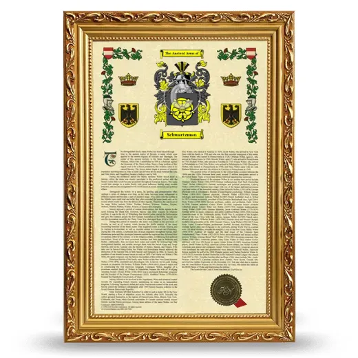 Schwartzman Armorial History Framed - Gold