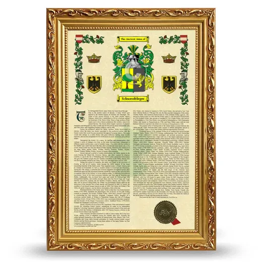 Schwerdtfeger Armorial History Framed - Gold