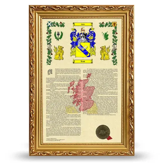 Scot Armorial History Framed - Gold