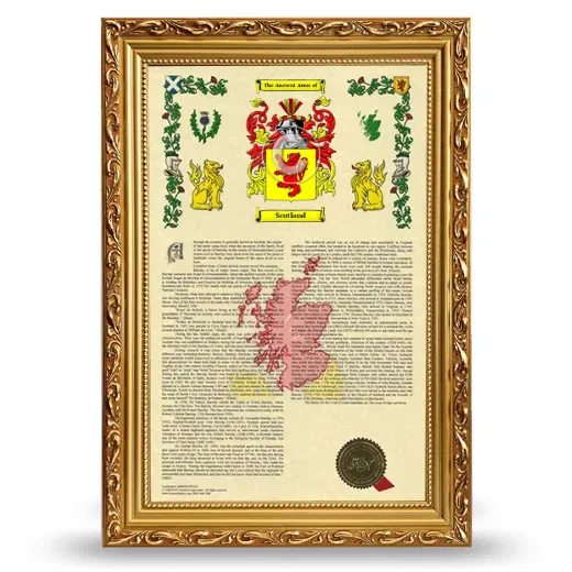 Scotland Armorial History Framed - Gold