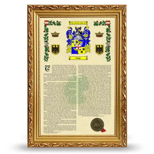 Seagr Armorial History Framed - Gold