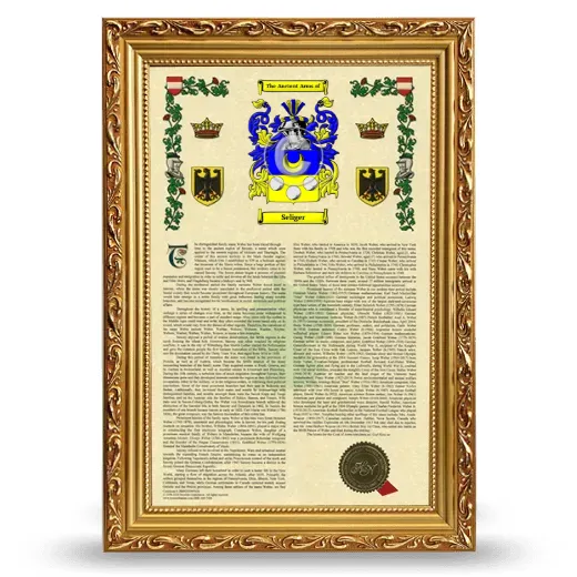 Seliger Armorial History Framed - Gold