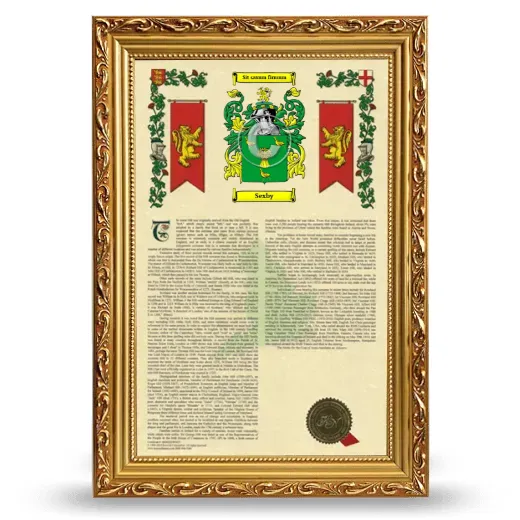 Sexby Armorial History Framed - Gold