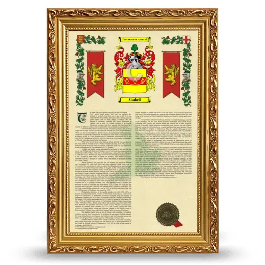 Shakell Armorial History Framed - Gold