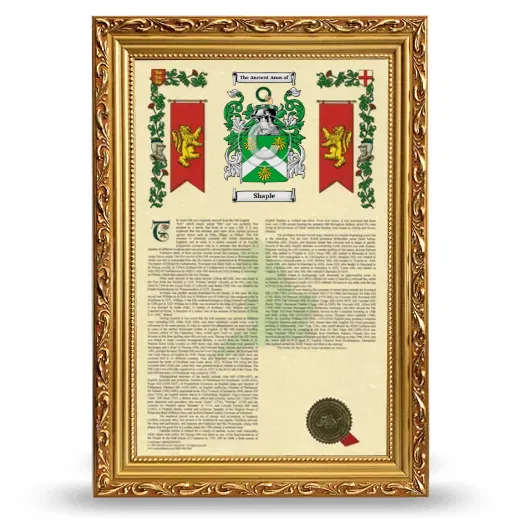 Shaple Armorial History Framed - Gold