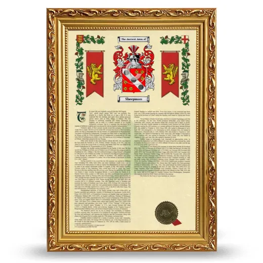 Sheepman Armorial History Framed - Gold