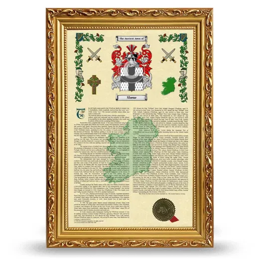 Shene Armorial History Framed - Gold