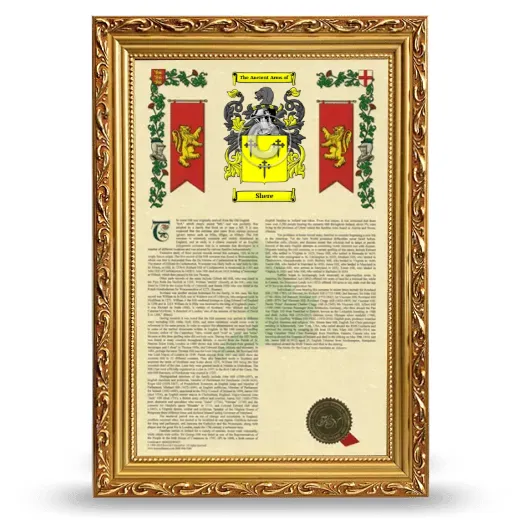 Shere Armorial History Framed - Gold
