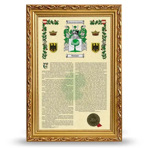 Shermer Armorial History Framed - Gold