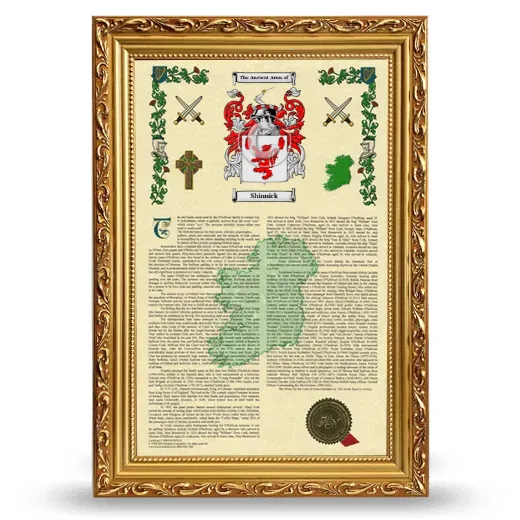 Shinnick Armorial History Framed - Gold