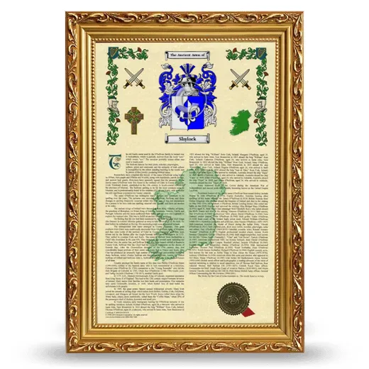Shylock Armorial History Framed - Gold