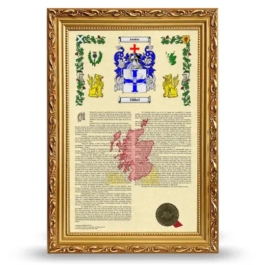 Sibbal Armorial History Framed - Gold
