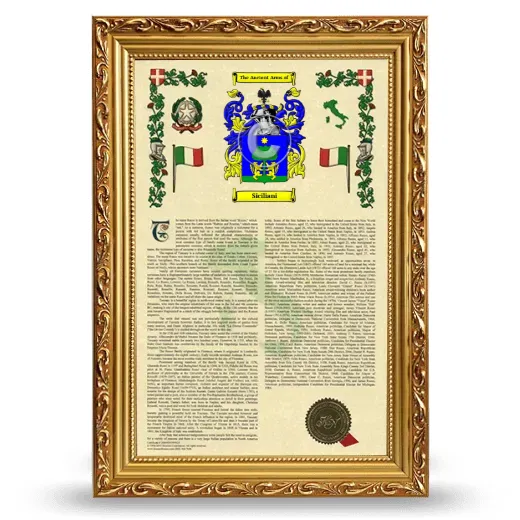 Siciliani Armorial History Framed - Gold