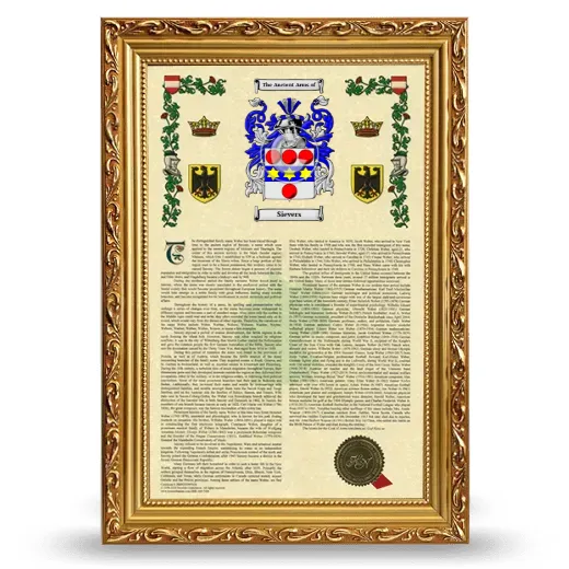Sievers Armorial History Framed - Gold
