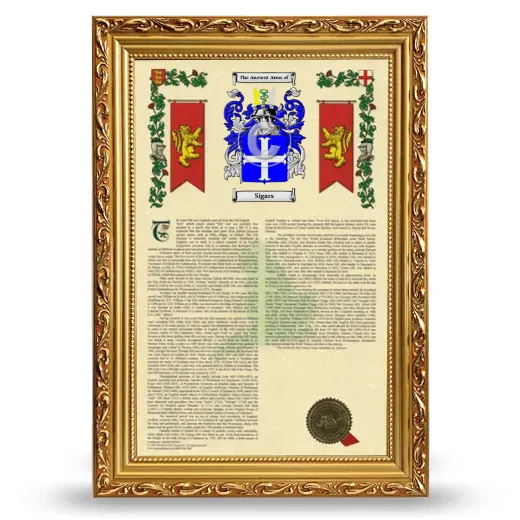 Sigars Armorial History Framed - Gold