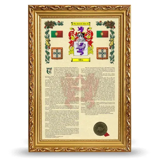 Silva Armorial History Framed - Gold