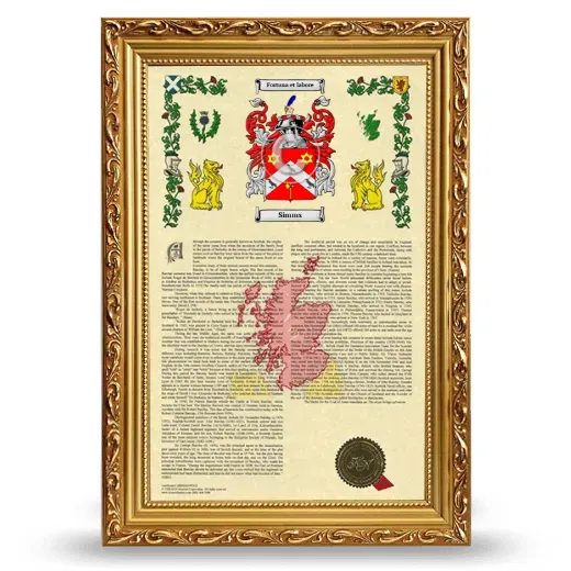 Simms Armorial History Framed - Gold