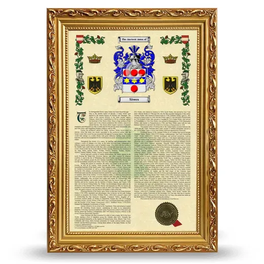 Sivers Armorial History Framed - Gold