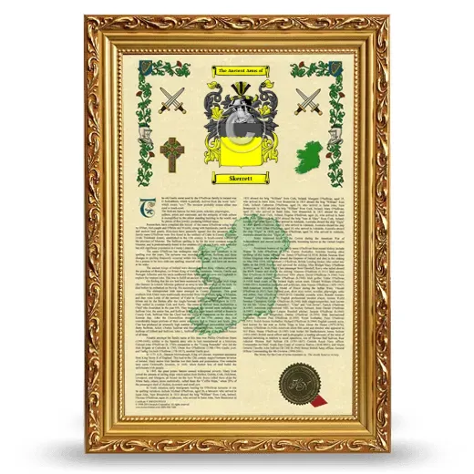 Skerrett Armorial History Framed - Gold