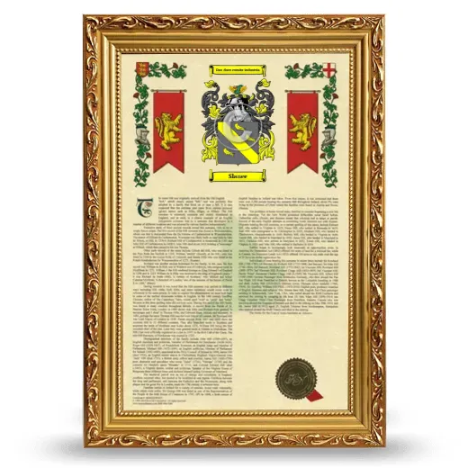 Slanee Armorial History Framed - Gold