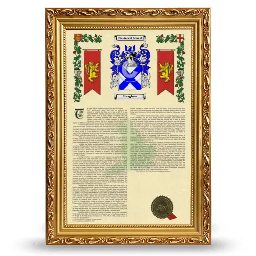Slaughter Armorial History Framed - Gold