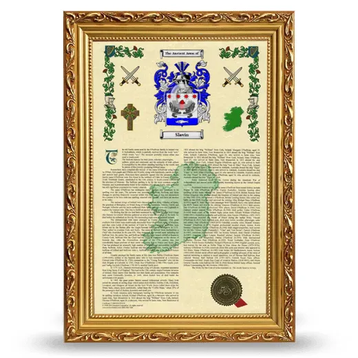Slavin Armorial History Framed - Gold