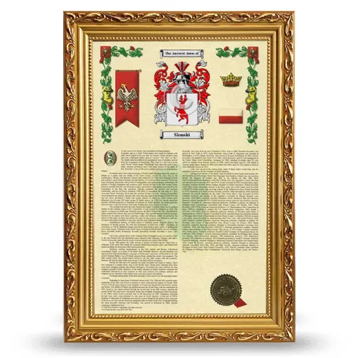 Slonski Armorial History Framed - Gold