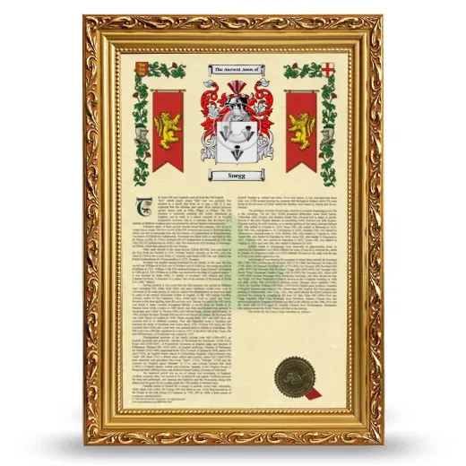 Snegg Armorial History Framed - Gold
