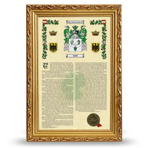 Snell Armorial History Framed - Gold