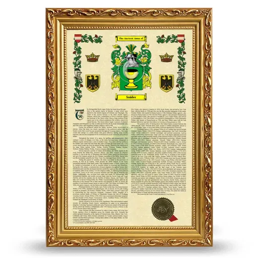 Snider Armorial History Framed - Gold