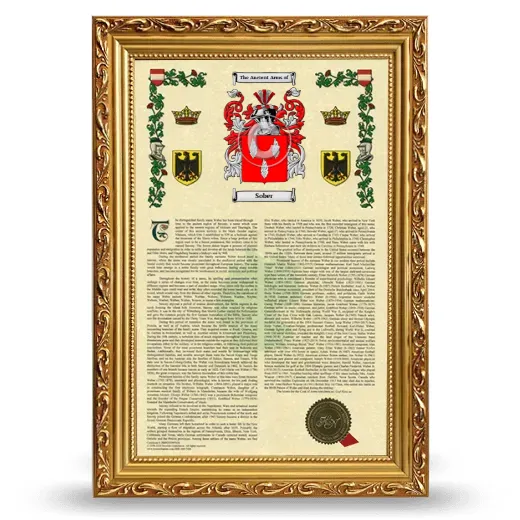 Sober Armorial History Framed - Gold