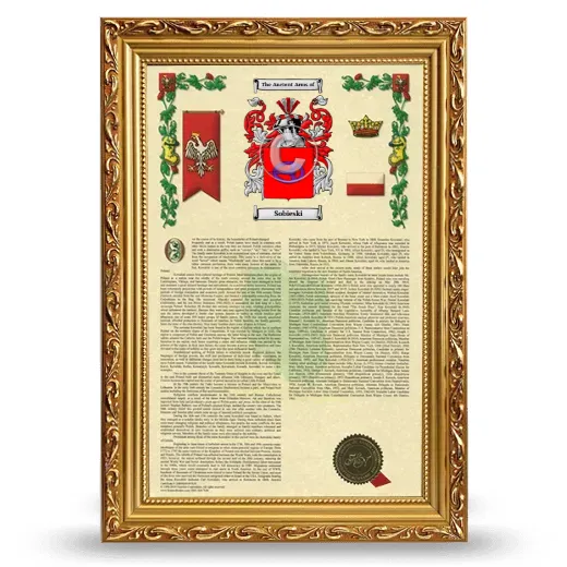 Sobieski Armorial History Framed - Gold