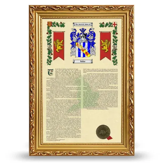 Solar Armorial History Framed - Gold