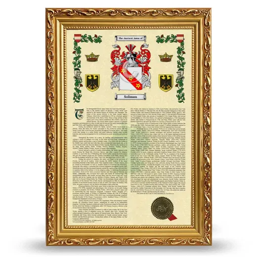 Soliman Armorial History Framed - Gold
