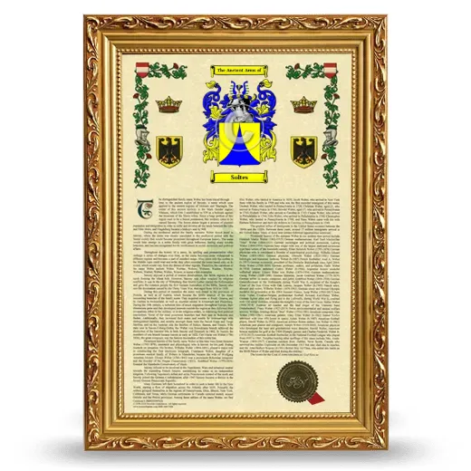 Soltes Armorial History Framed - Gold