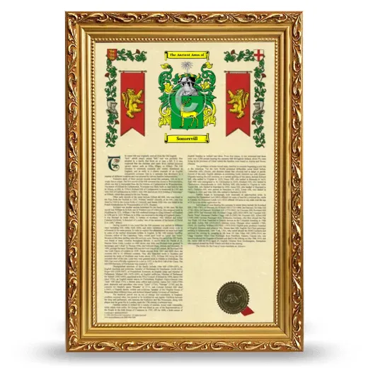 Somervill Armorial History Framed - Gold