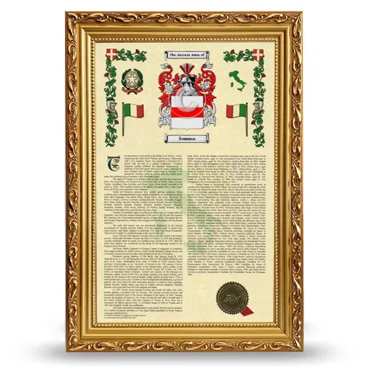 Somma Armorial History Framed - Gold