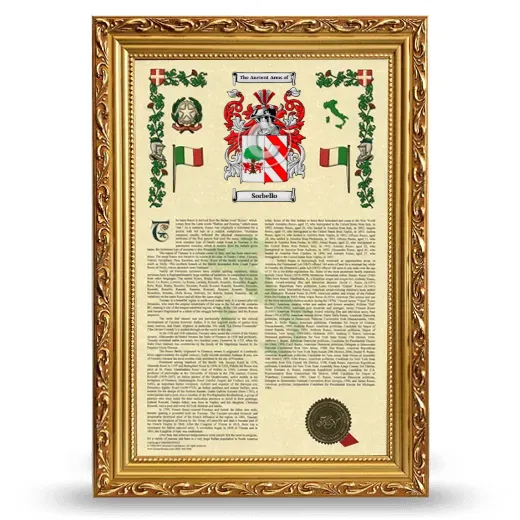Sorbello Armorial History Framed - Gold
