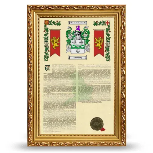 Southery Armorial History Framed - Gold