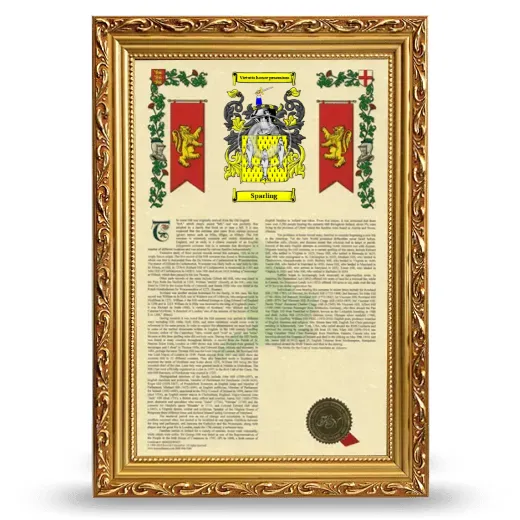 Sparling Armorial History Framed - Gold