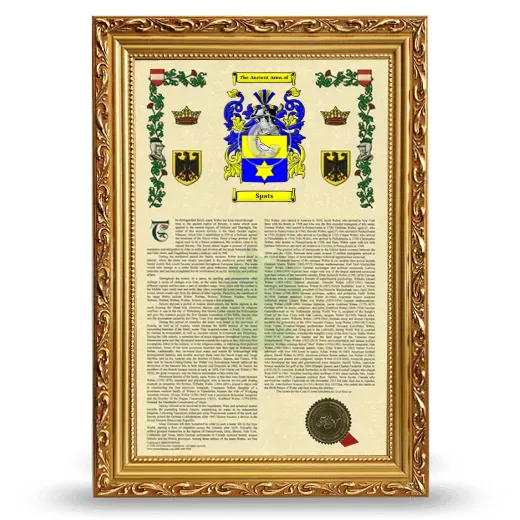 Spats Armorial History Framed - Gold