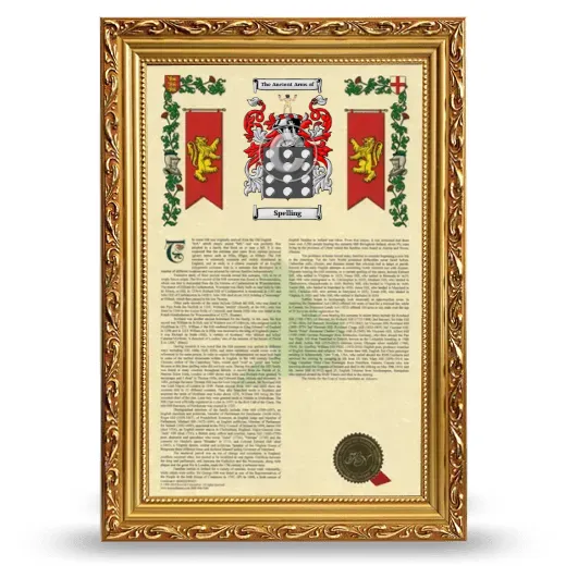 Spelling Armorial History Framed - Gold