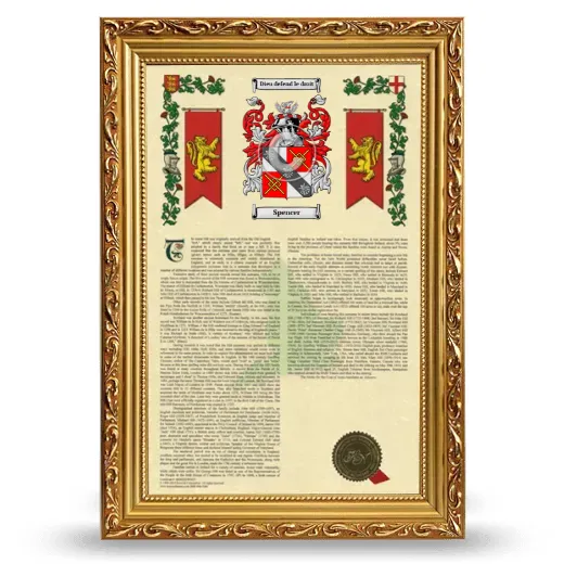 Spencer Armorial History Framed - Gold