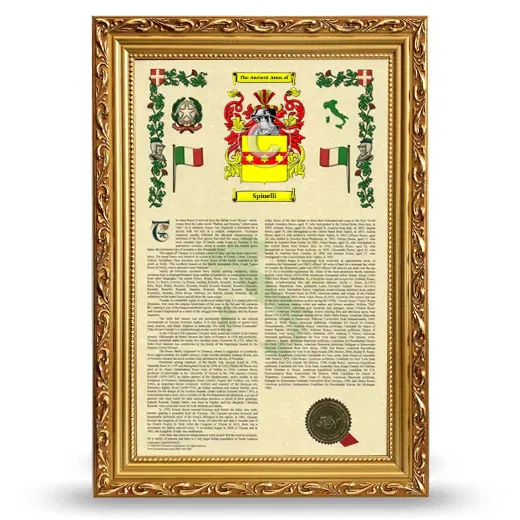 Spinelli Armorial History Framed - Gold