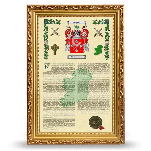 St-Laurence Armorial History Framed - Gold